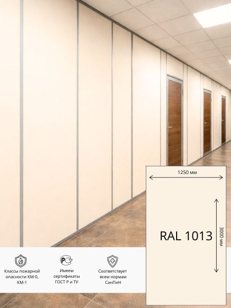 Стеновая панель ГСП HPL  1250х3000 мм RAL 1013 (Светло-бежевый)